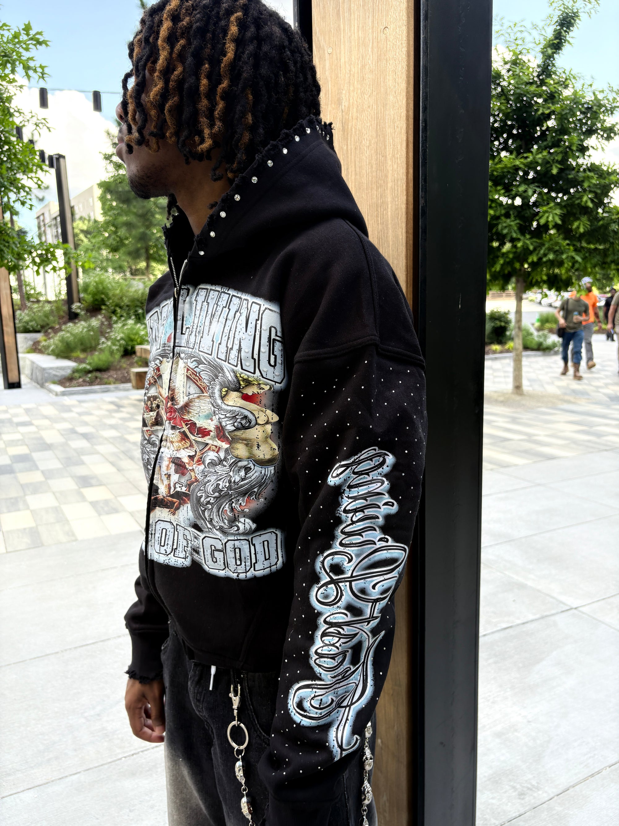 "CHILD OF GOD" FASTLIVING DISTRESSED ZIP UP