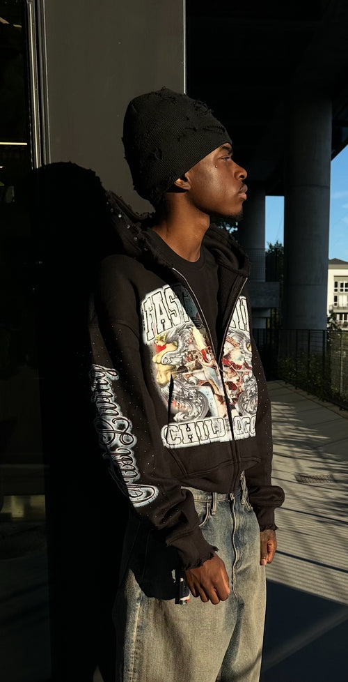 "CHILD OF GOD" FASTLIVING DISTRESSED ZIP UP