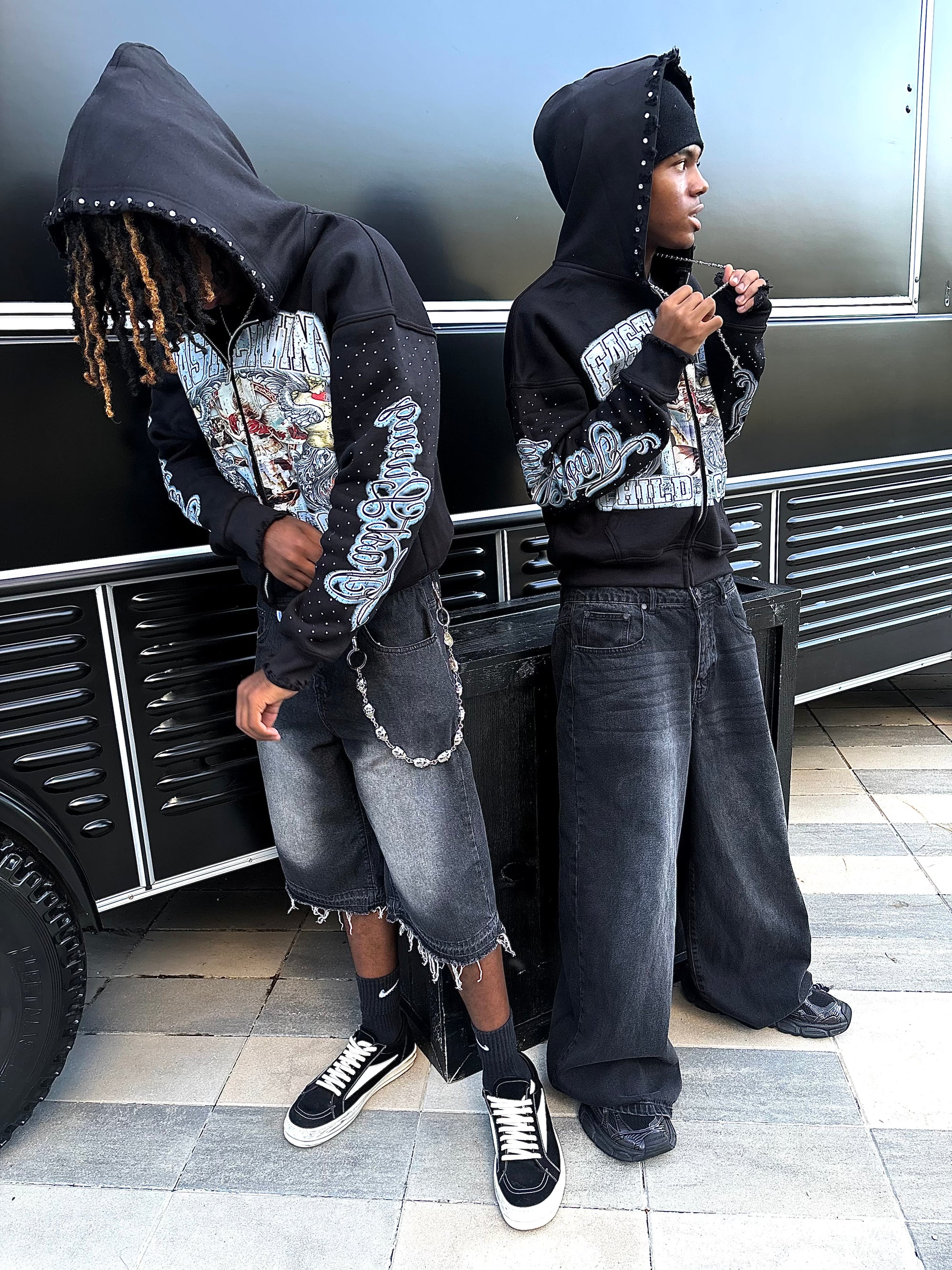 "CHILD OF GOD" FASTLIVING DISTRESSED ZIP UP